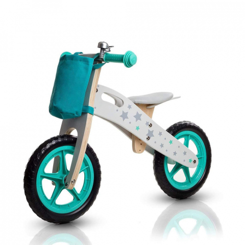 Balanscykel för barn utan pedaler i trä med korg balance bike Ride