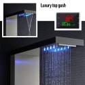 Duschpanel i stål med blandare vattenfall hydromassage LED-display Abano Inköp