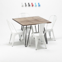 set kvadratiskt bord i trä och stolar i metall design Lix industriell bay ridge Kostnad