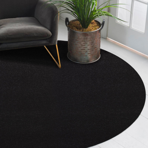 Modern svart 80cm rund matta för kontor vardagsrum Casacolora CCTONER
