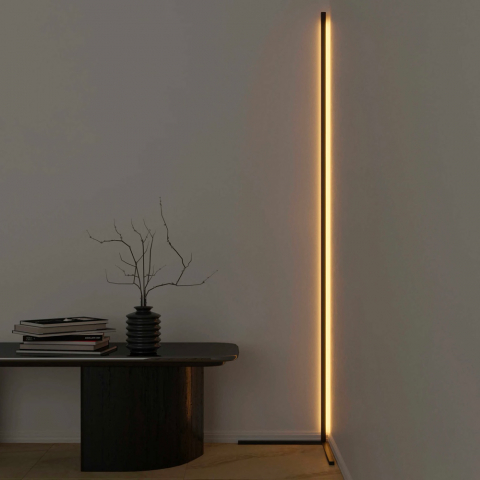 Golvlampa med hörnbas LED modern minimal design Vega Kampanj