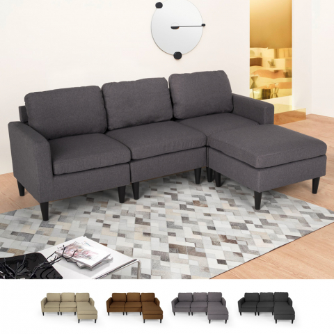 3-sits soffa med armstöd och puff i tyg elegant modernt vardagsrum Steffy Kampanj