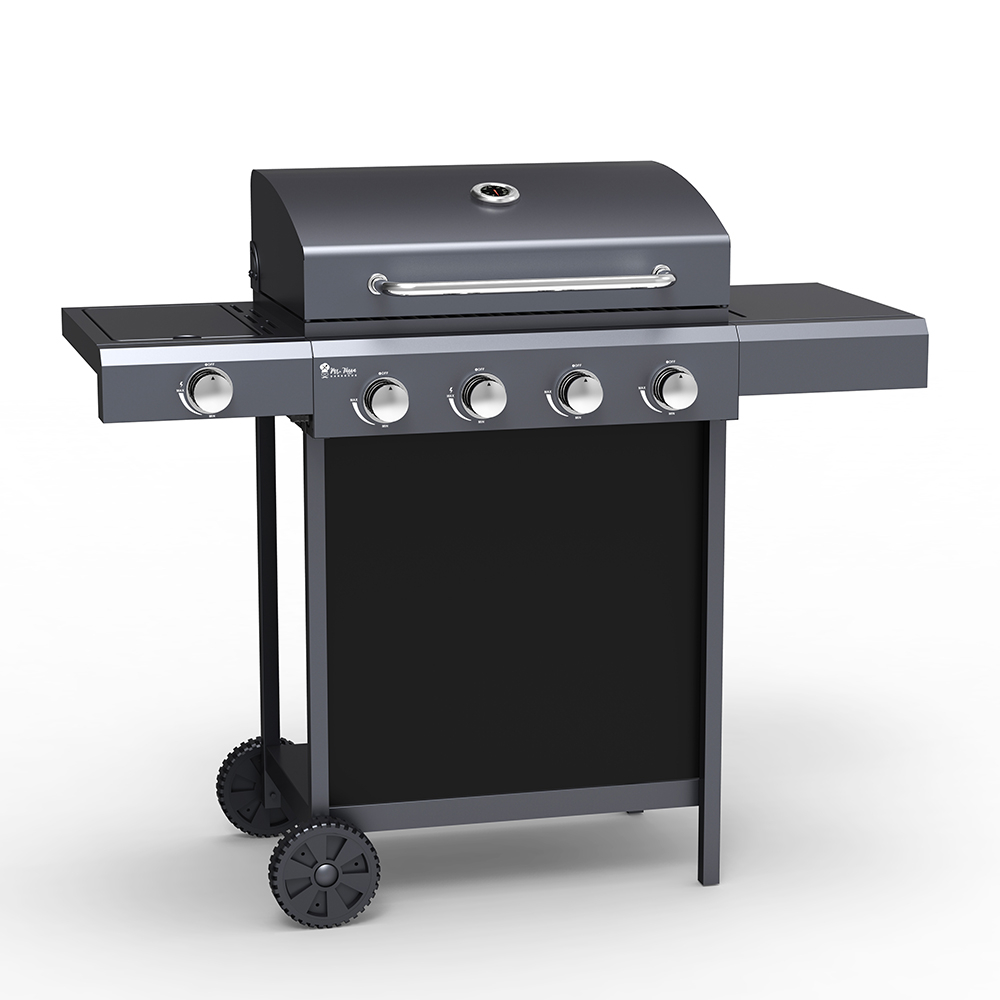 Gasolgrill BBQ rostfritt stål 4 + 1 brännare hyllor Chimichurri Fr