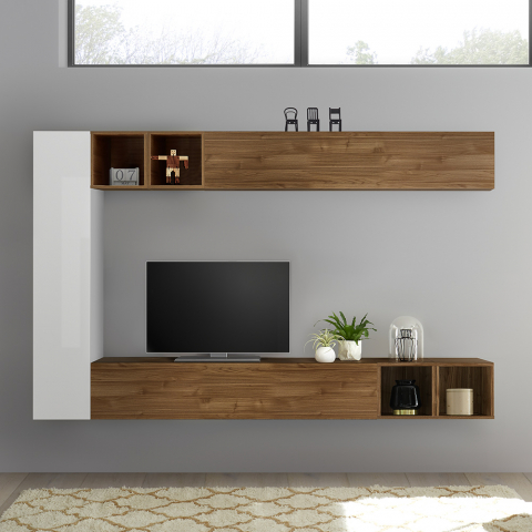 Mediamöbel för vardagsrum modern design TV bänk trä vit Infinity 104