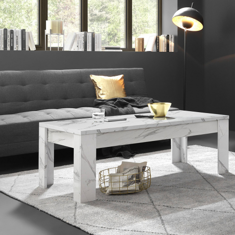 Rektangulärt soffbord för vardagsrum 122x65 cm vit marmor Carrara