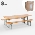 Set 8 stycken fällbara bord och bänkar i trä 220x80 Oletan Försäljning