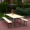 Set 8 stycken fällbara bord och bänkar i trä 220x80 Oletan Rabatter