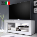 Modern vit TV-bänk med sidodörr och öppet fack Creta Försäljning