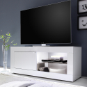 Modern vit TV-bänk med sidodörr och öppet fack Creta Erbjudande