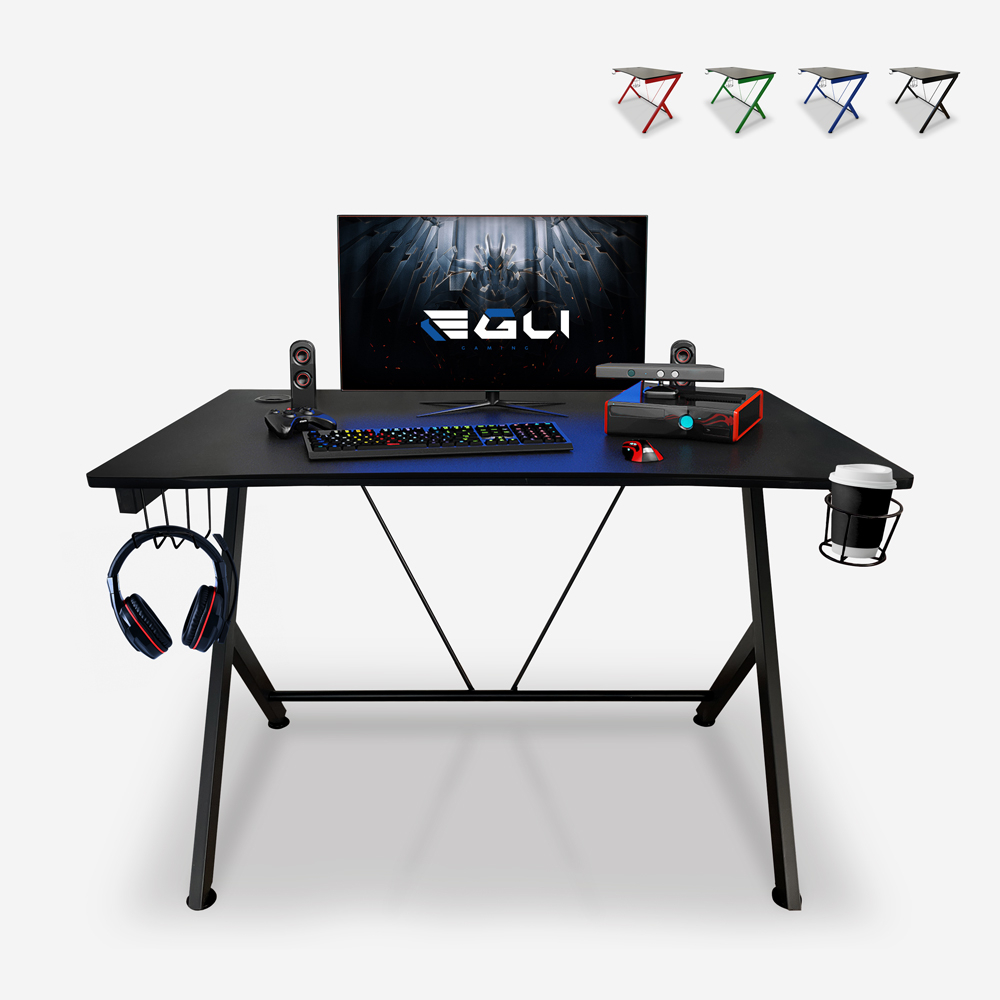 Spelskrivbord PC Ergonomiskt kabelhantering hörlurshållare dryckeshållare 110x70cm Trust in Game