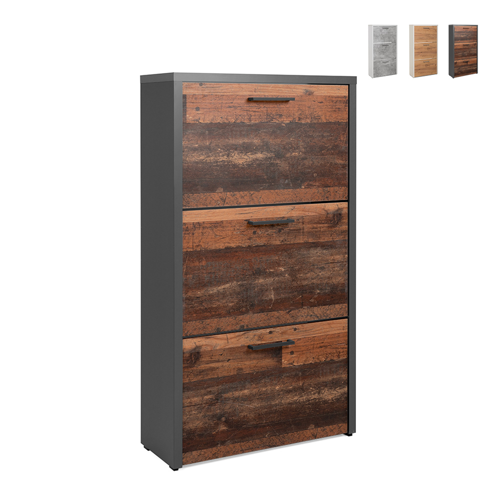 Skoskåp modern design 61x25x115cm 3 dörrar 18 par skor Drevo