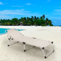 Set 2 solsängar strand hav trädgård fällbara i aluminium Seychelles Erbjudande