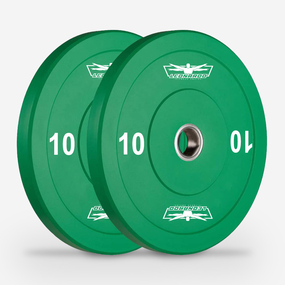 2 x 10 kg olympiska gummi- och stålskivor 50 mm cross training bumper Hanzo
