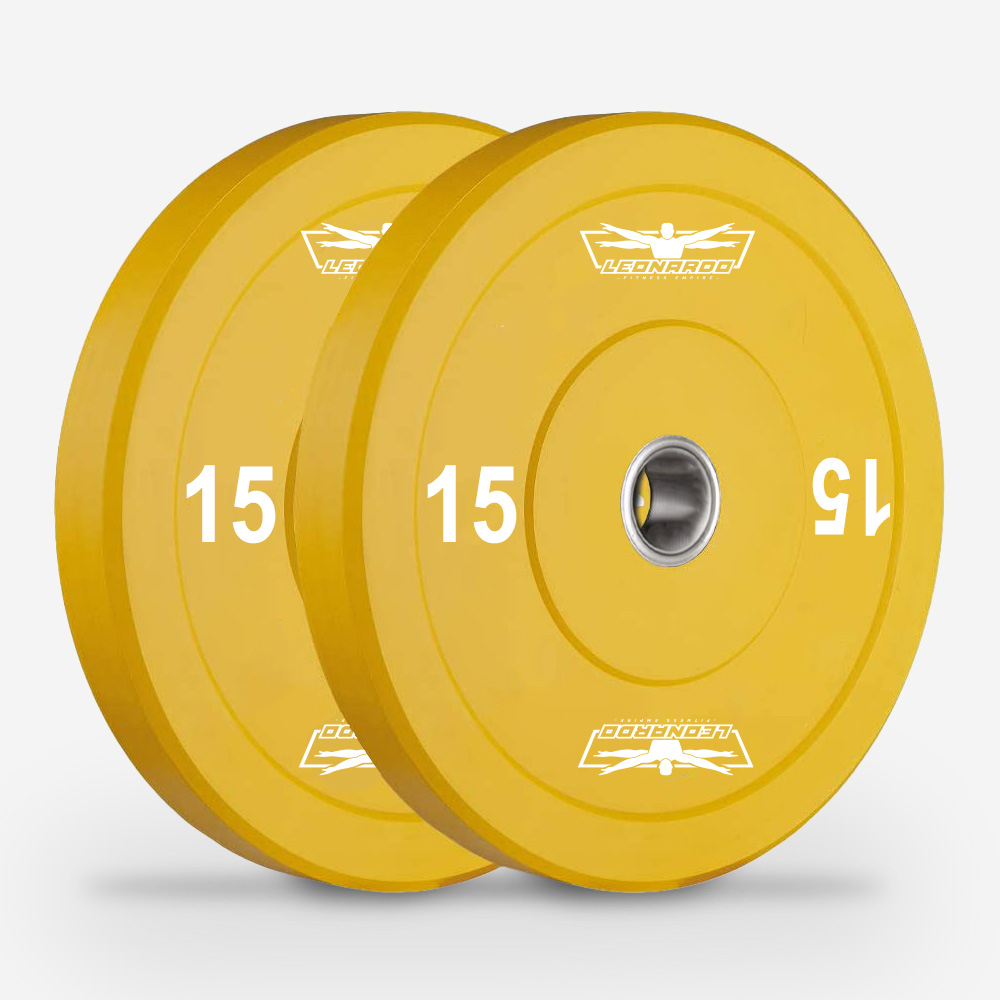 2 x 15 kg olympiska gummi- och stålskivor 50 mm cross training bumper Hanzo