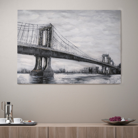 Bridge Tavla stadslandskap handmålad på duk 120x90cm