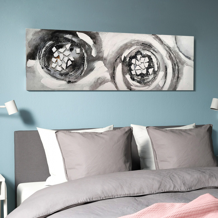 Nests Tavla Handmålad abstrakt målning på duk 140x45cm Kampanj