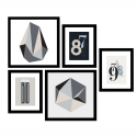 Uppsättning med 5 tavlor minimal design inramade collage-tryck Frame B&W Försäljning