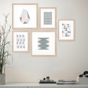 Frame Origami Set 5 tavlor med orientalisk stil inramade collage-tryck Kampanj