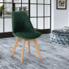 Stol skandinavisk design trä sammet med kudde för kök bar restaurang Dolphin Lux Val