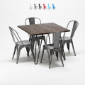 set kvadratiskt bord och 4 stolar i metall och trä industriell Lix-stil pigalle Kampanj