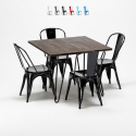 set kvadratiskt bord och 4 stolar i metall och trä industriell-stil pigalle Kostnad