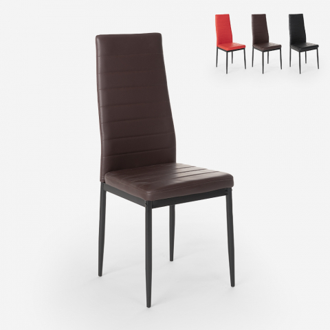 Vadderade stolar med modern design konstläder för kök matsal restaurang Imperial Dark