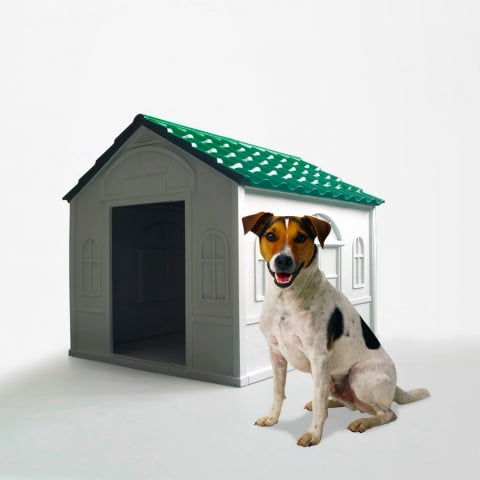 Kennelhus för medelstora hundar i plastträdgård Milo Kampanj