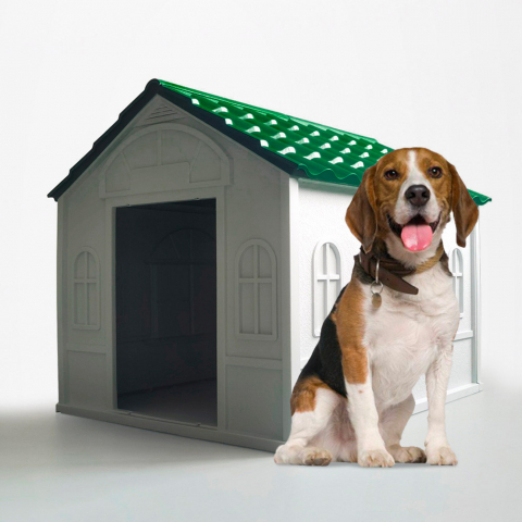 Kennelhus för medelstora hundar i plastträdgård Dolly