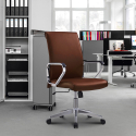 Kontorsstol svängbar elegant ergonomisk konstläder stål Cursus Coffee Försäljning