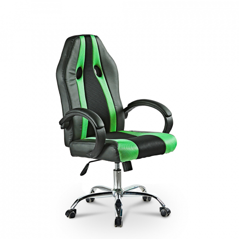 Kontorsstol gaming ergonomisk sportig konstläder höjdjusterbar Qatar Emerald
