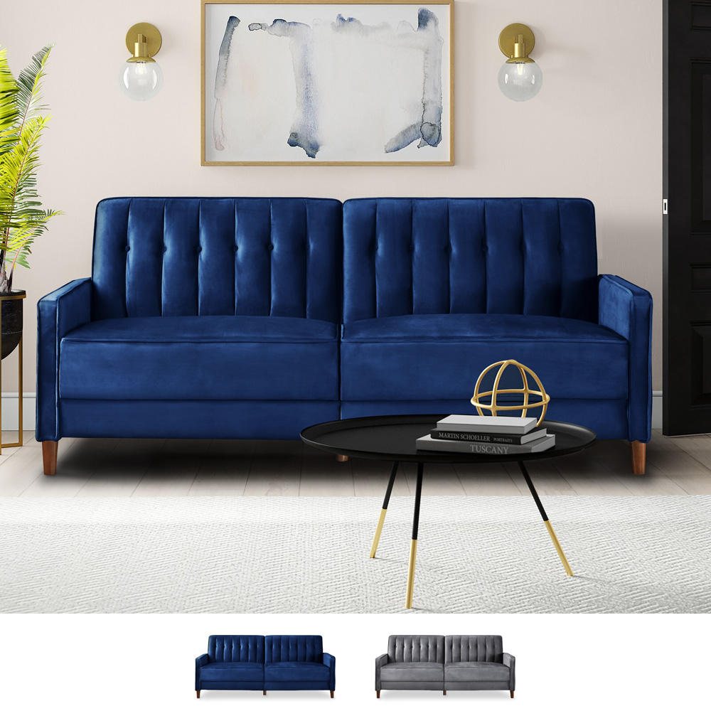 Bäddsoffa 2 -sits tyg sammet klassisk design Fluffy