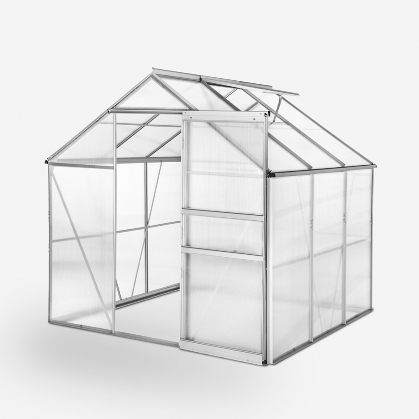 Trädgårdsväxthus aluminium polykarbonat dörr fönster 183x185x205cm Vanilla Kampanj