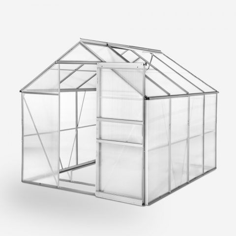Trädgårdsväxthus aluminium polykarbonat dörr fönster 183x245x205cm Laelia Kampanj