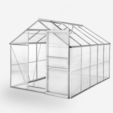 Trädgårdsväxthus aluminium polykarbonat dörr fönster 183x305x205cm Pavonia Kampanj