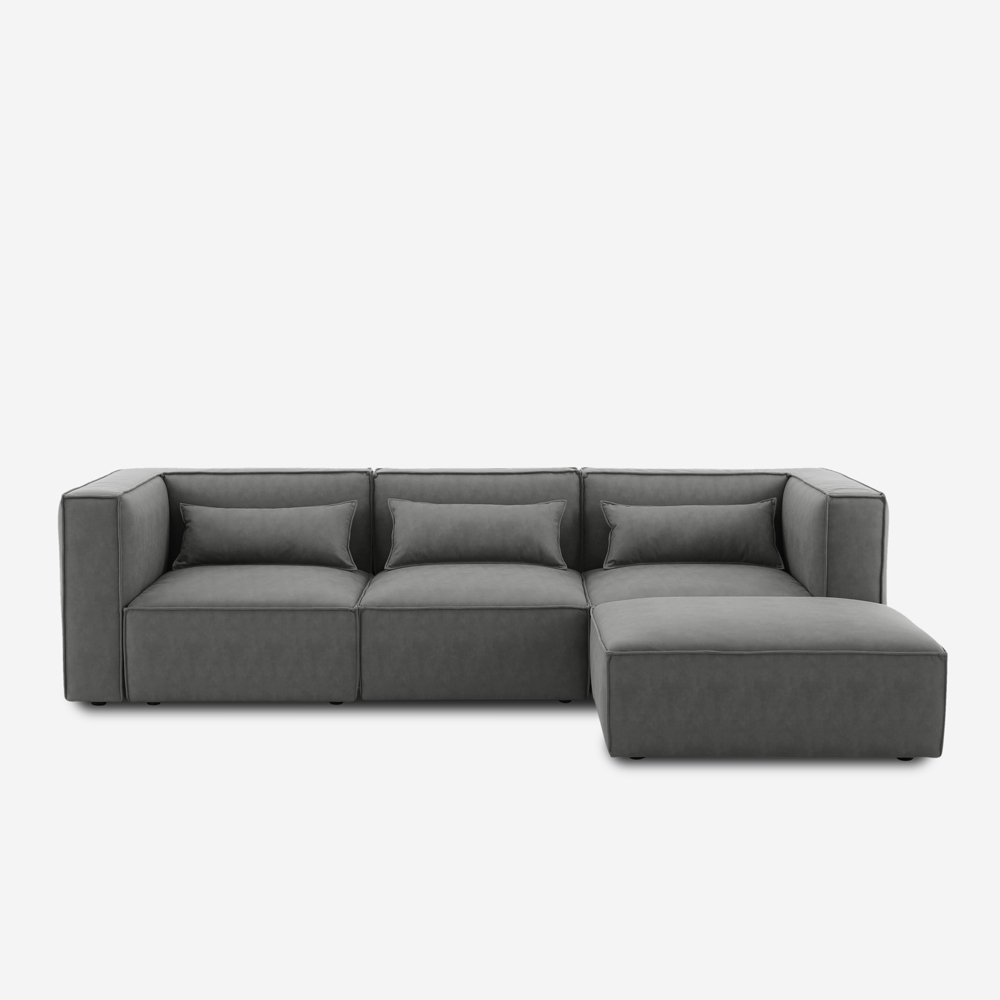 Modulsoffa 3-sits modern design i tyg med puff Solv