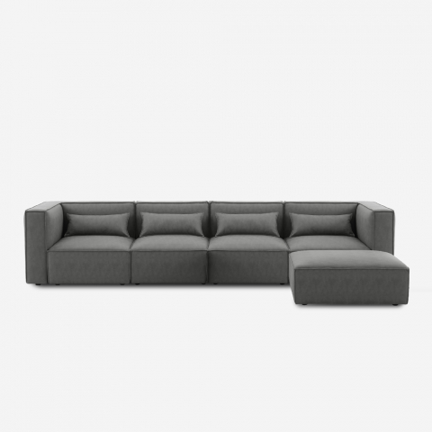 Modulsoffa 4-sits modern design i tyg med puff modulär Solv Kampanj