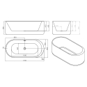 Fristående ovalt badkar glasfiber akryl harts Phuket Modell