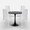 set runt svart bord 80 cm design Tulipan 4 moderna stolar i konstläder vogue black 