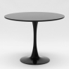 set runt svart bord 80 cm design Tulipan 4 moderna stolar i konstläder vogue black 