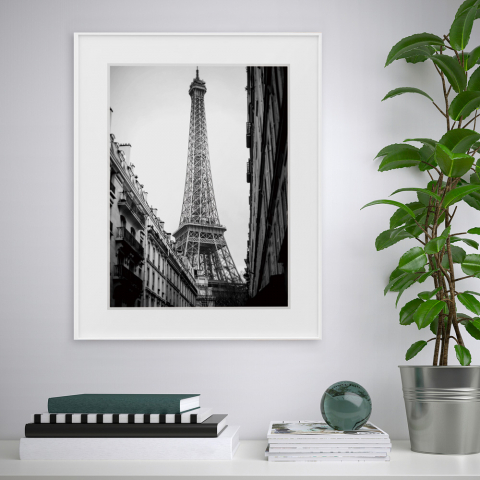 Tavla tryck fotografi Paris svart vitt 40x50cm Variety Eiffel Kampanj