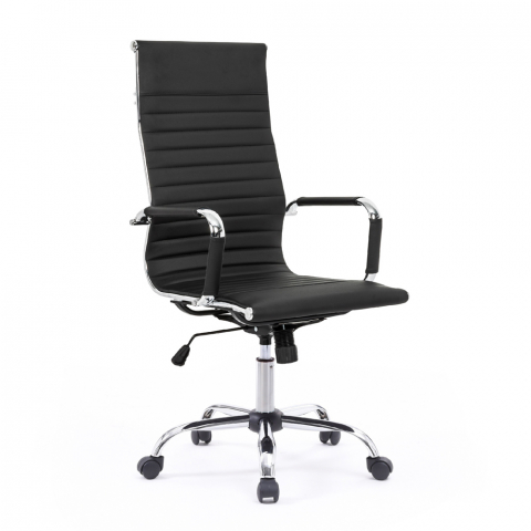 Kontorsstol elegant ergonomisk fåtölj metall konstläder Linea Kampanj