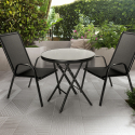 Trädgårdsset 2 moderna stolar 1 runt hopfällbart bord utomhus Kumis Försäljning