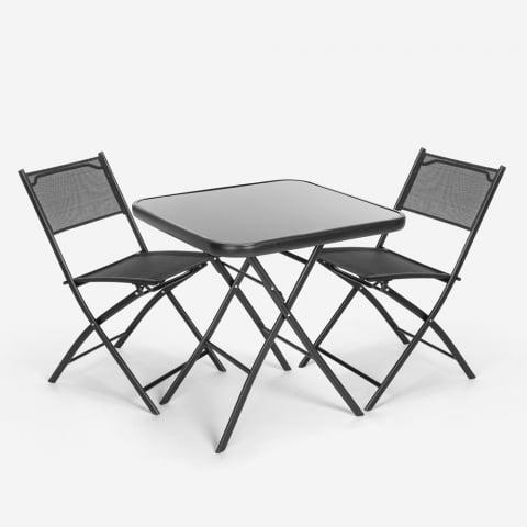 Set kvadratiskt bord med 2 stolar för trädgård fällbara modern design Soda Kampanj
