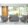 Set 2-sits soffa och 2 fåtöljer skandinavisk design trä tyg vardagsrum Cleis Val
