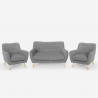 Set 2-sits soffa och 2 fåtöljer skandinavisk design trä tyg vardagsrum Cleis Pris