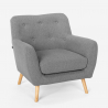 Set 2-sits soffa och 2 fåtöljer skandinavisk design trä tyg vardagsrum Cleis 