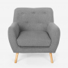 Set 2-sits soffa och 2 fåtöljer skandinavisk design trä tyg vardagsrum Cleis 