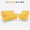Set fåtölj och 2 -sits soffa skandinavisk design trä och tyg vardagsrum Algot Bestånd