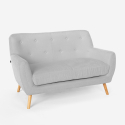 Set fåtölj och 2 -sits soffa skandinavisk design trä och tyg vardagsrum Algot 