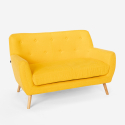 Set fåtölj och 2 -sits soffa skandinavisk design trä och tyg vardagsrum Algot 